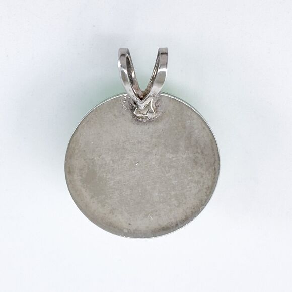 Vintage Silver Tone Green Glass Monogram "C" Pendant - Picture 4 of 6